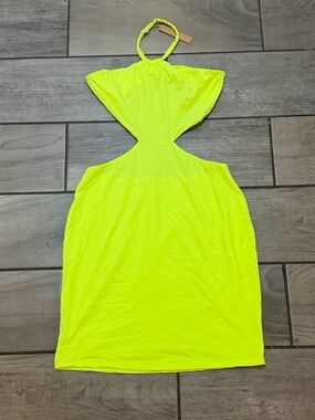SKIMS Fits Everybody Halter Dress Green Highlighter  Bodycon Cutout